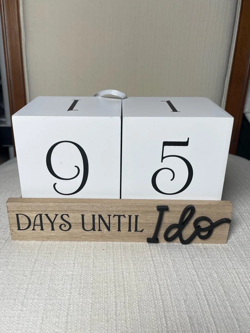 Wooden 'Days Until I Do' Wedding Countdown Blocks - White & Natural